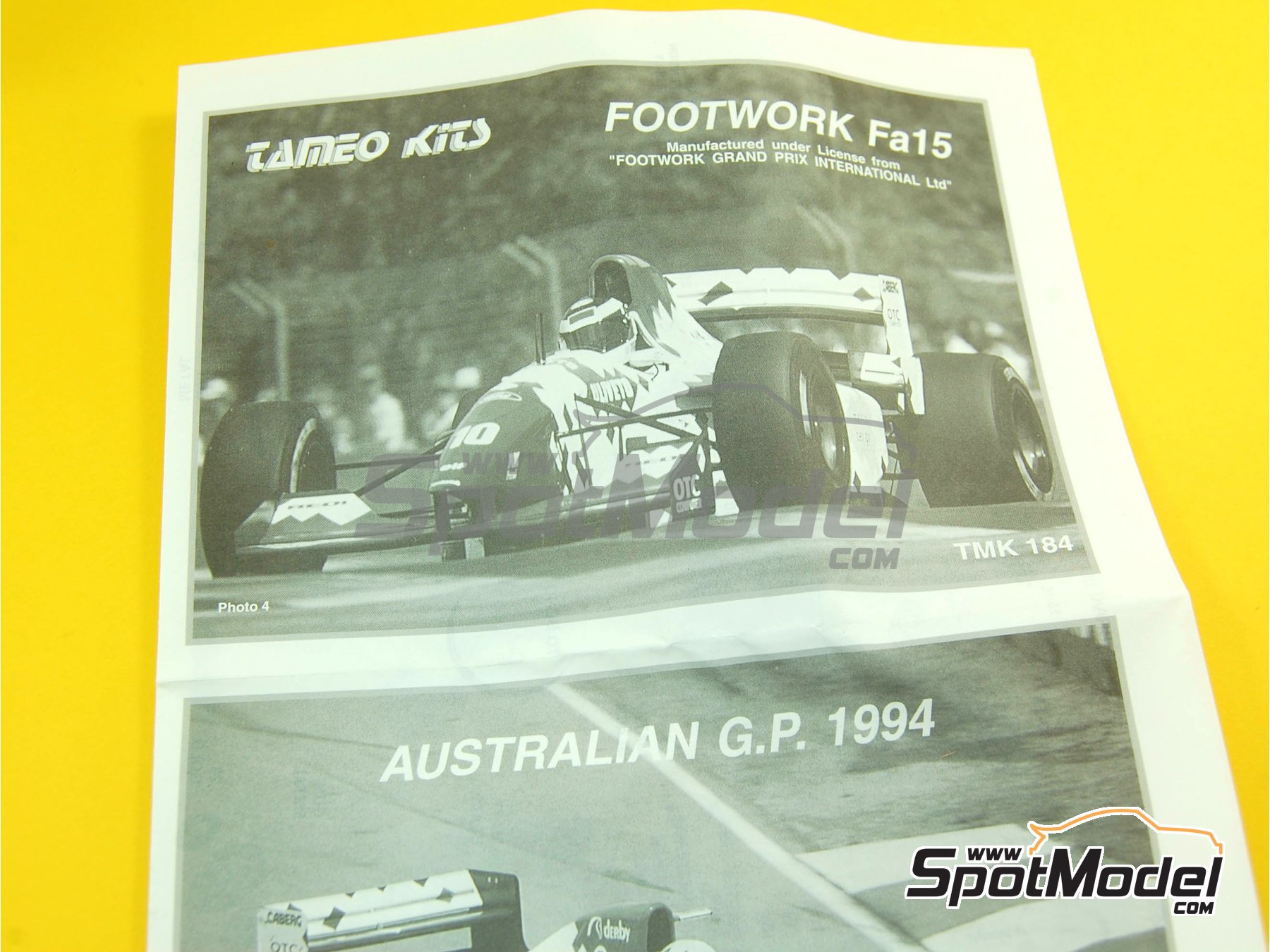 Footwork Ford Fa15 Footwork Team sponsored by Marlboro - Australian Formula  1 Grand Prix 1994. Car scale model kit in 1/43 scale manufactured by Tameo